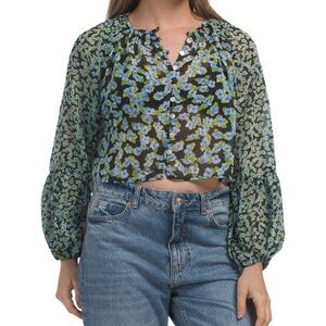Zara Floral Button Front Top
